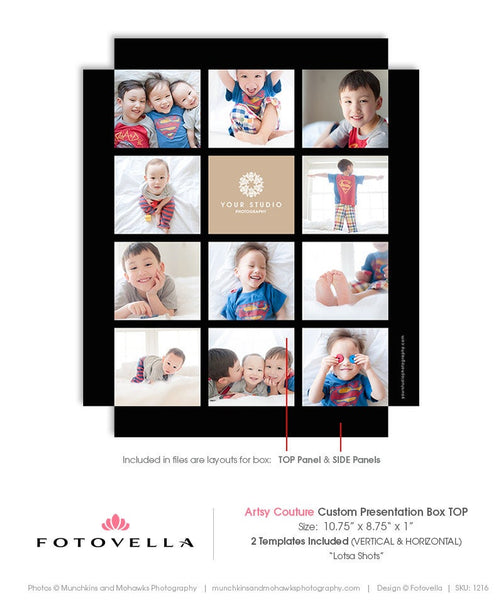 Photo Box - Custom Presentation Box - Artsy Couture 8x10 Box Template - 1216