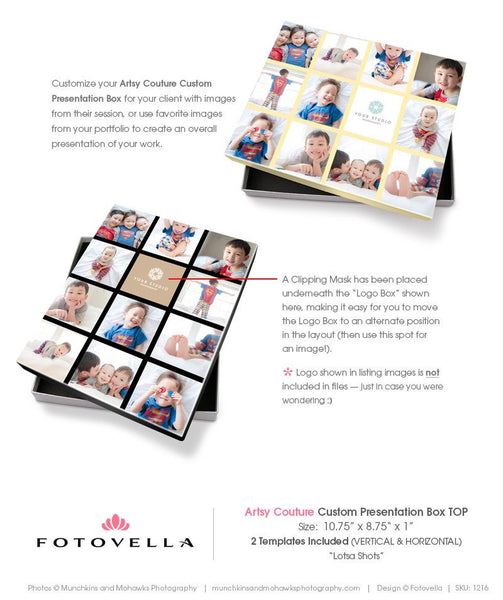 Photo Box - Custom Presentation Box - Artsy Couture 8x10 Box Template - 1216