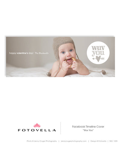 Valentine's Day Facebook Cover Template - WUV YOU - 1229