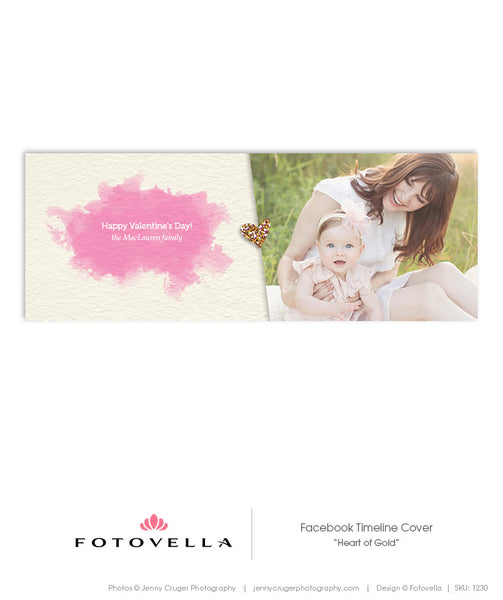 Valentine's Day Facebook Cover Template - Heart of Gold - 1230