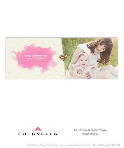 Valentine's Day Facebook Cover Template - Heart of Gold - 1230