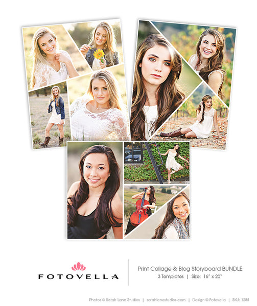 Senior Photography Print Collage Template - Three Piece Bundle - 1288
