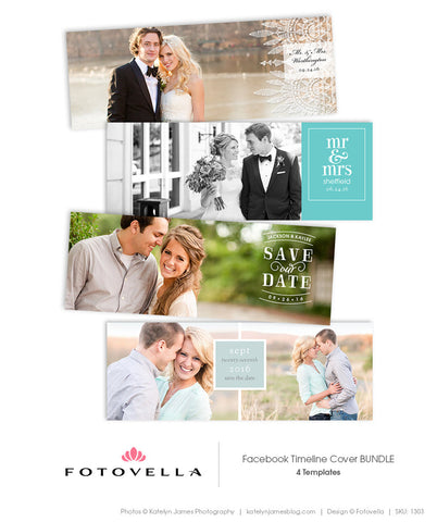 Facebook Timeline Cover Templates - Wedding and Save The Date Bundle - 1303