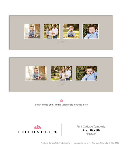 Print Collage Template - Fine Art Wrap Template - Tribeca 10x30 - 1324