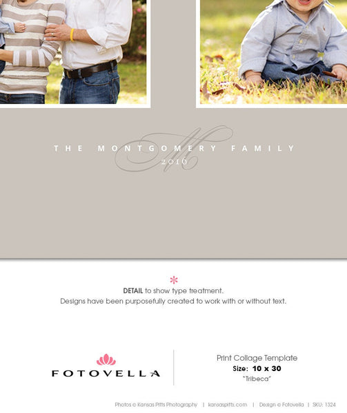 Print Collage Template - Fine Art Wrap Template - Tribeca 10x30 - 1324