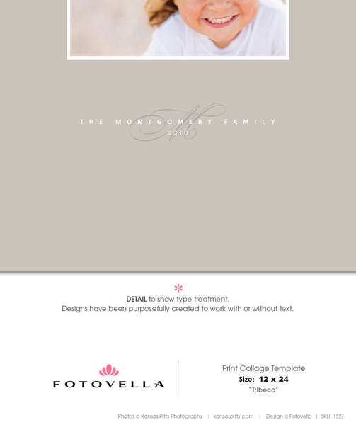 Print Collage Template - 12X24 Vertical Fine Art Print Template - Tribeca - 1327