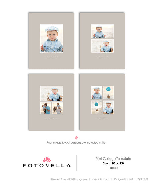 Print Collage Template - 16X20 Vertical - Tribeca - 1329
