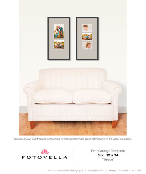 Print Collage Template - 12X24 Vertical Fine Art Print Template - Tribeca - 1327
