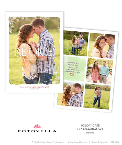 Christian Themed Christmas Card Template - Bible Verse Christmas Card Template - Rejoice - 1335