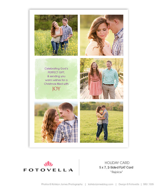 Christian Themed Christmas Card Template - Bible Verse Christmas Card Template - Rejoice - 1335