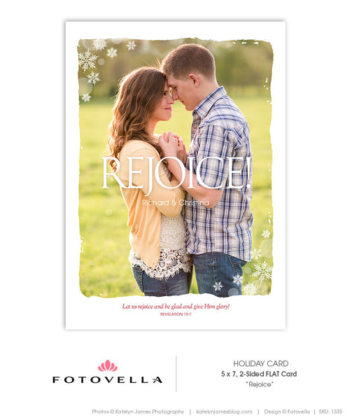 Christian Themed Christmas Card Template - Bible Verse Christmas Card Template - Rejoice - 1335