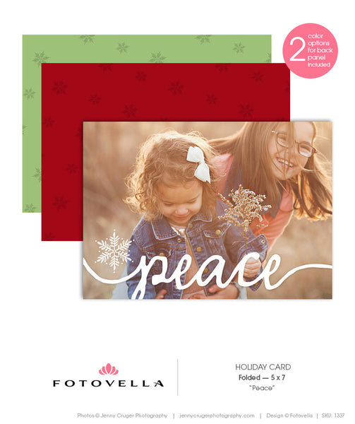 Christmas Card Template - Christian Religious Bible Verse Card - Folded 5x7 - PEACE - 1337