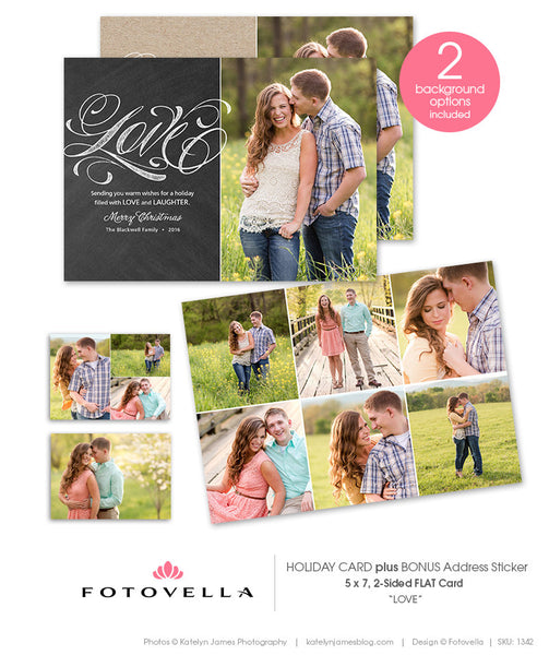 Christmas Card Templates - Photoshop Christmas Photo Cards - Four Card Package - Flourish Collection - 1344