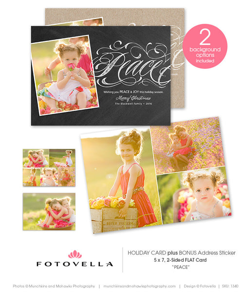 Christmas Card Templates - Photoshop Christmas Photo Cards - Four Card Package - Flourish Collection - 1344