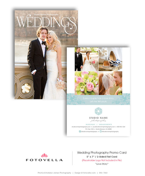 Wedding Photography Marketing - 5x7 Promo Card Photoshop Template - LOVE STORY - 1063