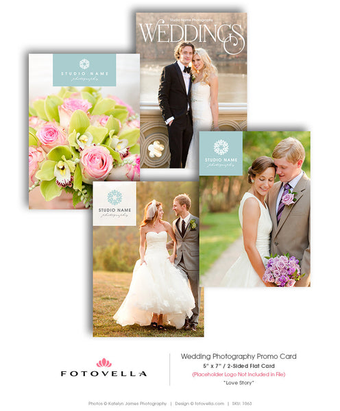 Wedding Photography Marketing - 5x7 Promo Card Photoshop Template - LOVE STORY - 1063