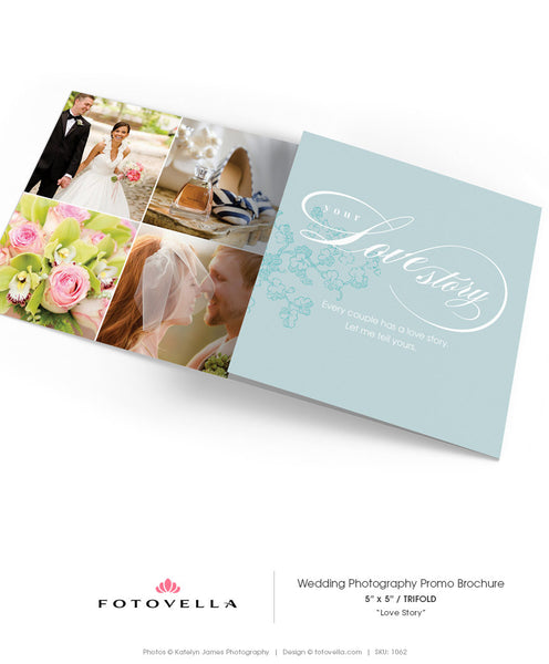 Wedding Photography 5x5 Trifold Brochure Template - LOVE STORY - 1062