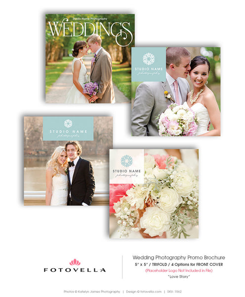 Wedding Photography 5x5 Trifold Brochure Template - LOVE STORY - 1062