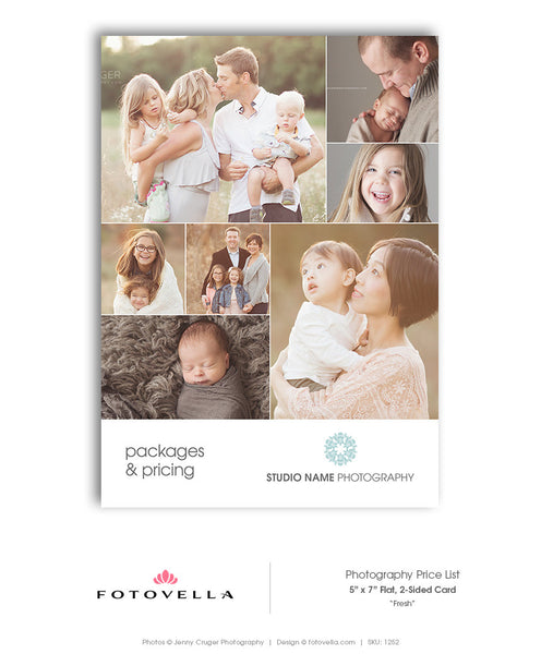Family Photography Price List Template - 5x7 Flat Card - Fresh - 1252