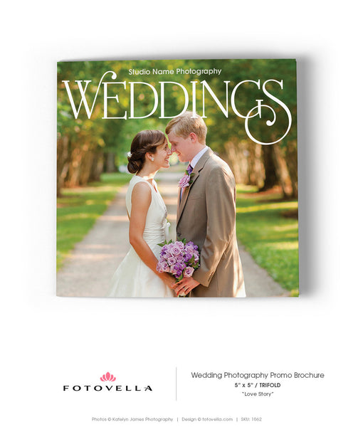 Wedding Photography 5x5 Trifold Brochure Template - LOVE STORY - 1062