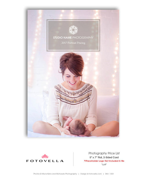 Modern Photography Price List Template - 5x7 Flat Card - LOFT  - 1253
