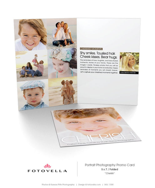 Photography Marketing Template - Vertical 5x7 Folded Card - CHERISH - 1309