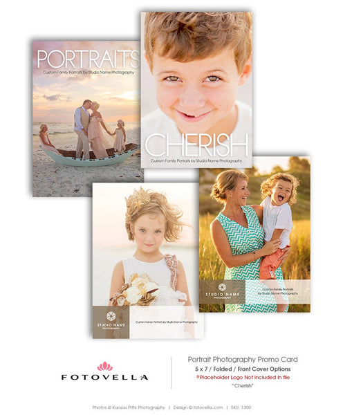 Photography Marketing Template - Vertical 5x7 Folded Card - CHERISH - 1309