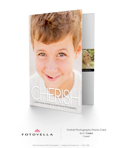 Photography Marketing Template - Vertical 5x7 Folded Card - CHERISH - 1309