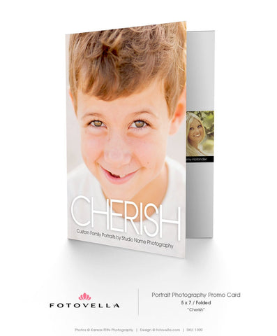 Photography Marketing Template - Vertical 5x7 Folded Card - CHERISH - 1309