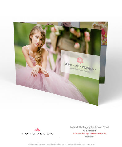 Photography Marketing - Wide Format Folded Promo Card Template - MOMENTS - 1270