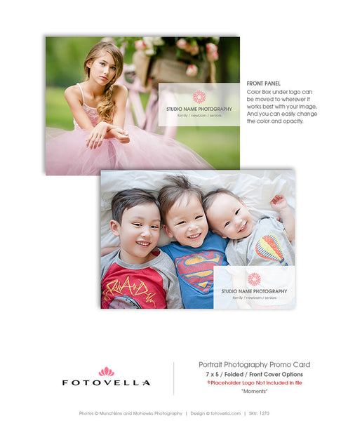 Photography Marketing - Wide Format Folded Promo Card Template - MOMENTS - 1270