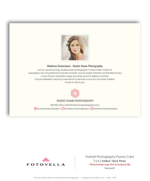 Photography Marketing - Wide Format Folded Promo Card Template - MOMENTS - 1270