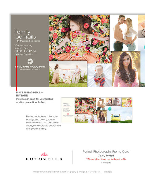 Photography Marketing - Wide Format Folded Promo Card Template - MOMENTS - 1270