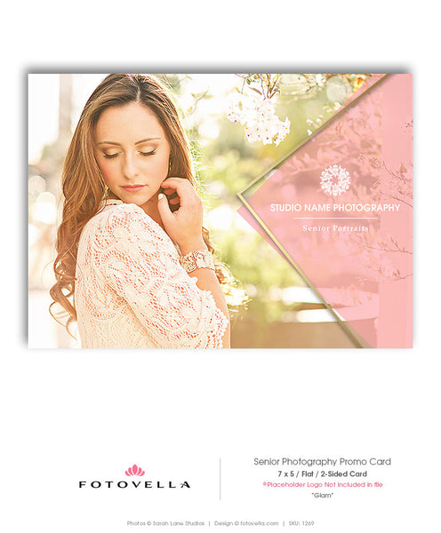 Senior Photography Marketing - 5x7 Promo Card Template - GLAM - 1269