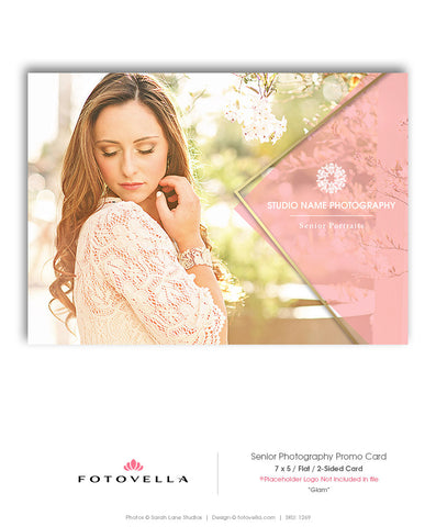 Senior Photography Marketing - 5x7 Promo Card Template - GLAM - 1269