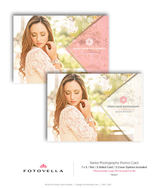 Senior Photography Marketing - 5x7 Promo Card Template - GLAM - 1269
