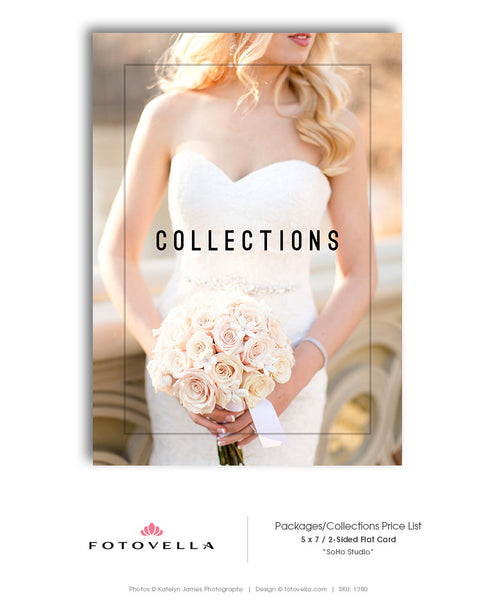 Wedding Photography Price List Template - Collections Price List - 5x7 - SOHO STUDIO - 1380