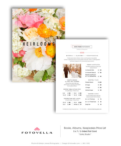 Photography Price List Template - Albums Price List - 5x7 - SOHO STUDIO - 1382