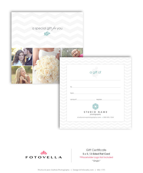 Photographer Gift Certificate - 5x5 Photoshop Template - 1191