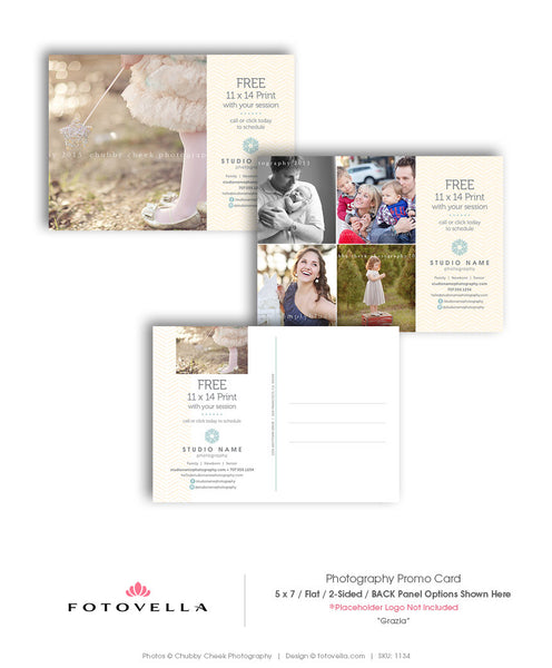 Photography Marketing - 5x7 Promo Card Post Card Template - Grazia - 1134