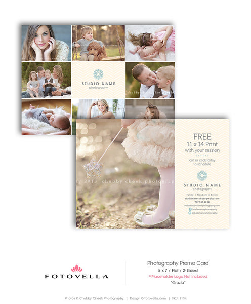 Photography Marketing - 5x7 Promo Card Post Card Template - Grazia - 1134