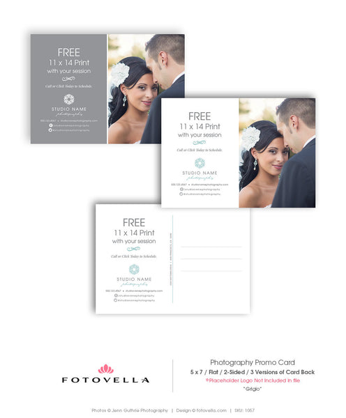 Photography Marketing Postcard Template - 5x7 Promo Card - GRIGIO - 1057