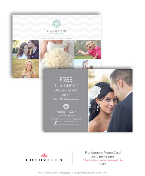 Photography Marketing Postcard Template - 5x7 Promo Card - GRIGIO - 1057