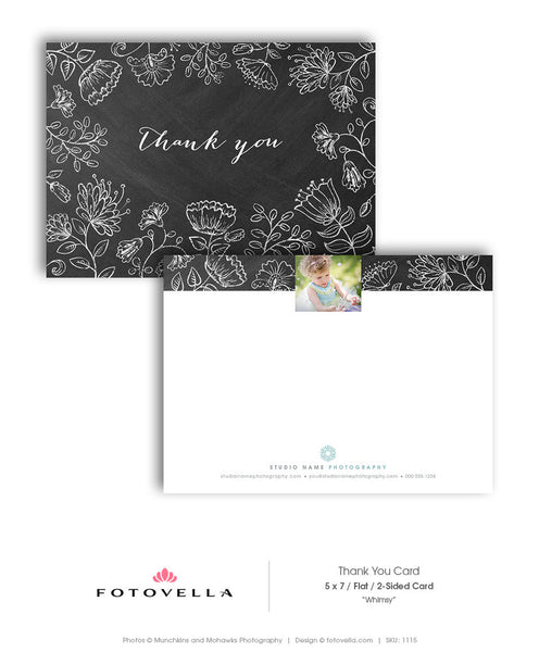 Chalkboard Photographer Thank You Card Photoshop Template - 1115