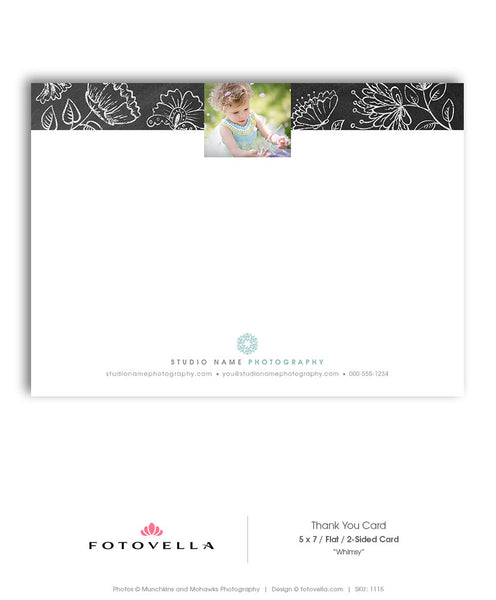 Chalkboard Photographer Thank You Card Photoshop Template - 1115