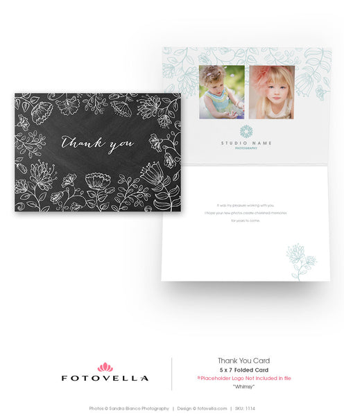 Thank You Card Template - Chalkboard Design - Photography Studio Marketing - 1114