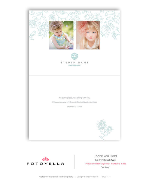 Thank You Card Template - Chalkboard Design - Photography Studio Marketing - 1114