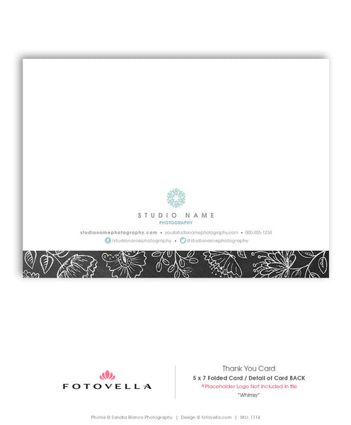 Thank You Card Template - Chalkboard Design - Photography Studio Marketing - 1114