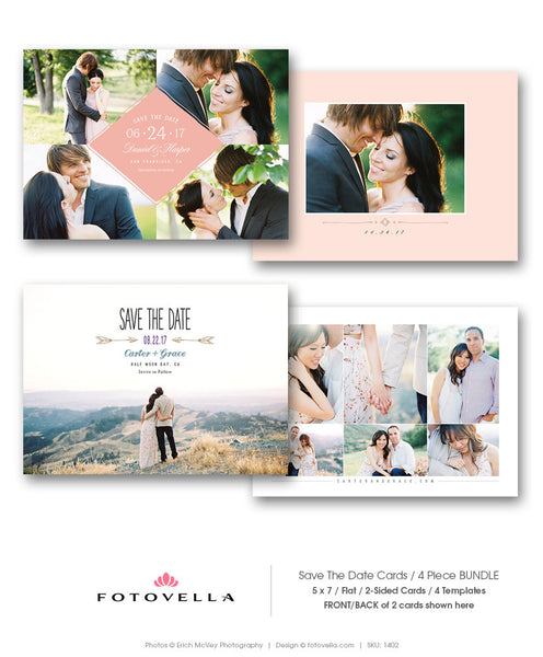 Save The Date Template - 4 Card Bundle #3 - 1402