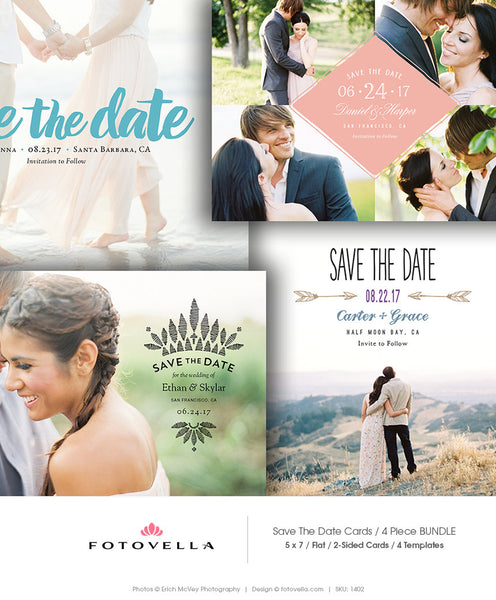 Save The Date Template - 4 Card Bundle #3 - 1402
